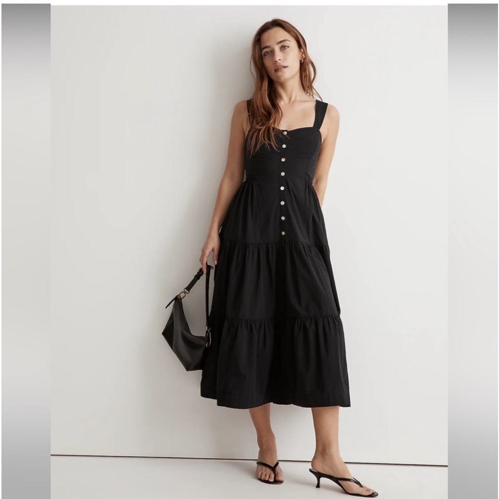 NWT Button Front Tiered Midi Dress